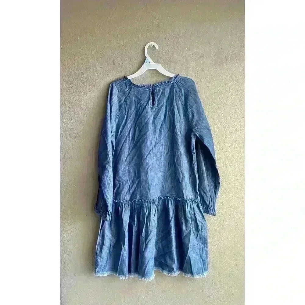 Gap Long-Sleeve Tiered All-Day Jean Dress for Girls Size XXL - Picture 4 of 7